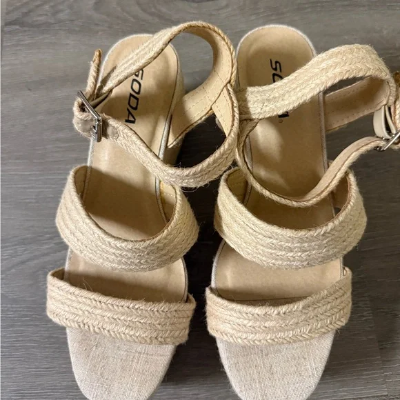 SODO Beige Wedge Sandals - Picture 4 of 5